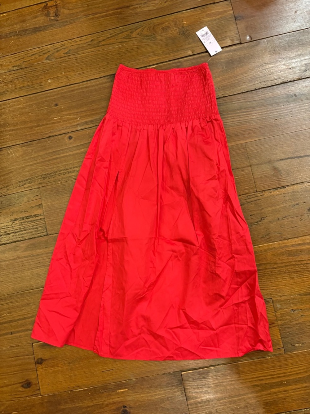 wild fable Strapless Red Maxi Dress with Smocked Top